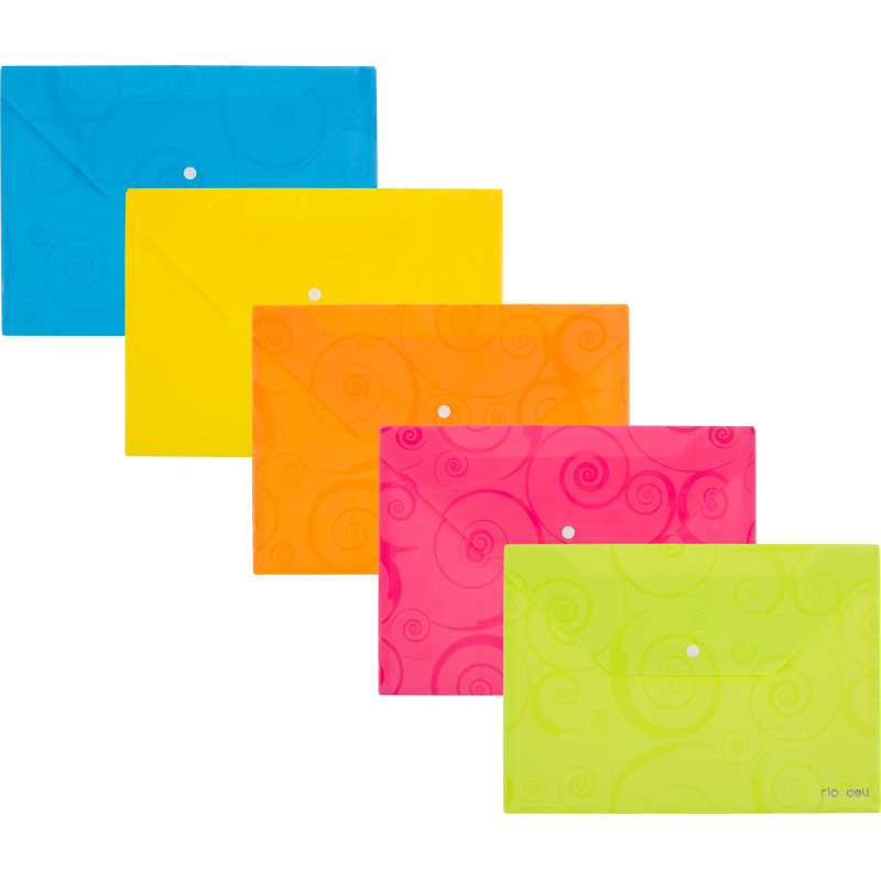 Папка-конверт на кнопке Deli Rio, А4, 180мкм, цвет в асс, E39640