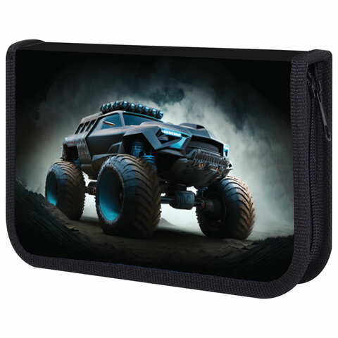 Пенал ЮНЛАНДИЯ, 1 отделение, картон с эффектом soft-touch, 19х11 см, "Space driver", 273494