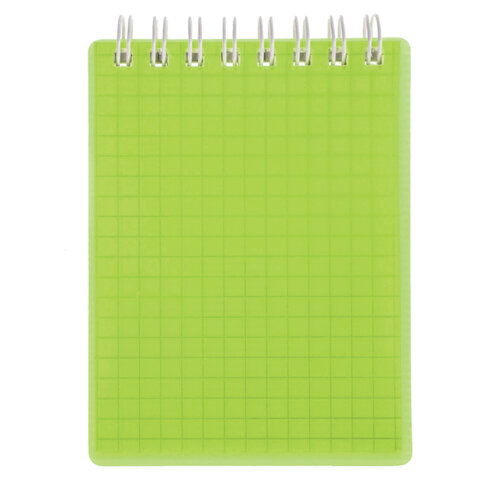 Блокнот МАЛЫЙ ФОРМАТ А7 80л, гребень, обложка пластик, клетка, HATBER, LINE NEON зеленый, 081518, 80Б7В1гр_03034