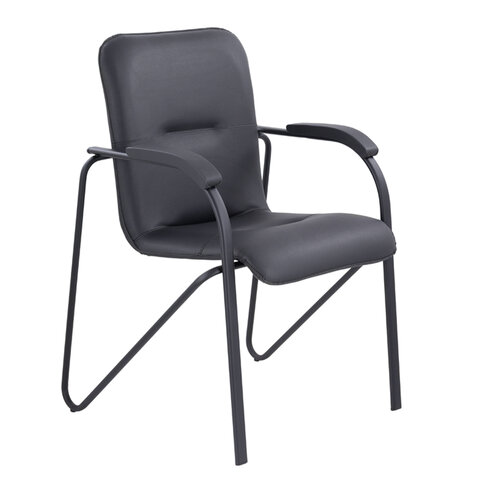 Кресло для приемных и переговорных BRABIX "Samba CF-107", черный каркас, кожзам черный, собранное, 533189