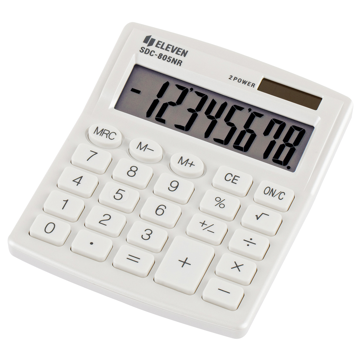 Калькулятор настольный Eleven SDC-805NR-WH, 8 разр., двойное питание, 105*120*21мм, белый