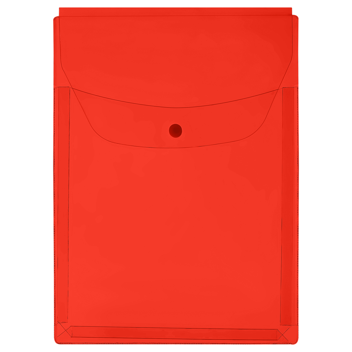 Папка-конверт на кнопке OfficeSpace А4, ПВХ, 180мкм, вертикальная, расширяющаяся до 250л., цветная, красная