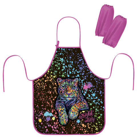 Фартук с нарукавниками для уроков труда ЮНЛАНДИЯ, регулировка по росту, 46х54 см, "Bright wildlife", 273764