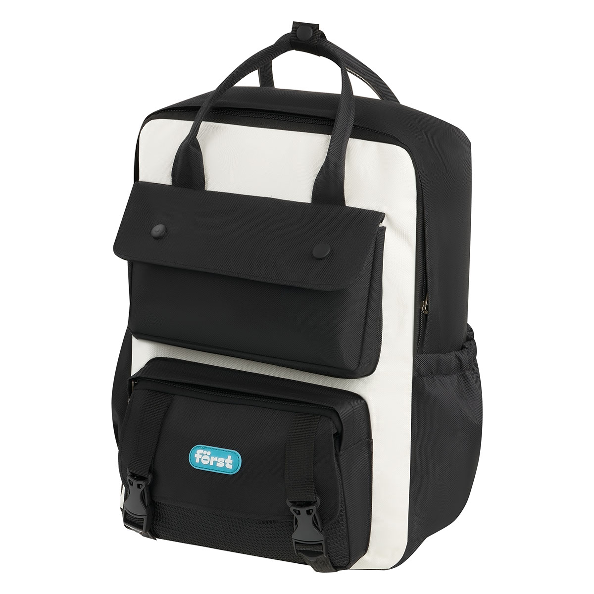 Рюкзак Först "Black and white" 40*28*12см, 1 отделение, 4 кармана, в комплекте: сумка-шоппер, пенал-косметичка, пенал мягкий, мешочек