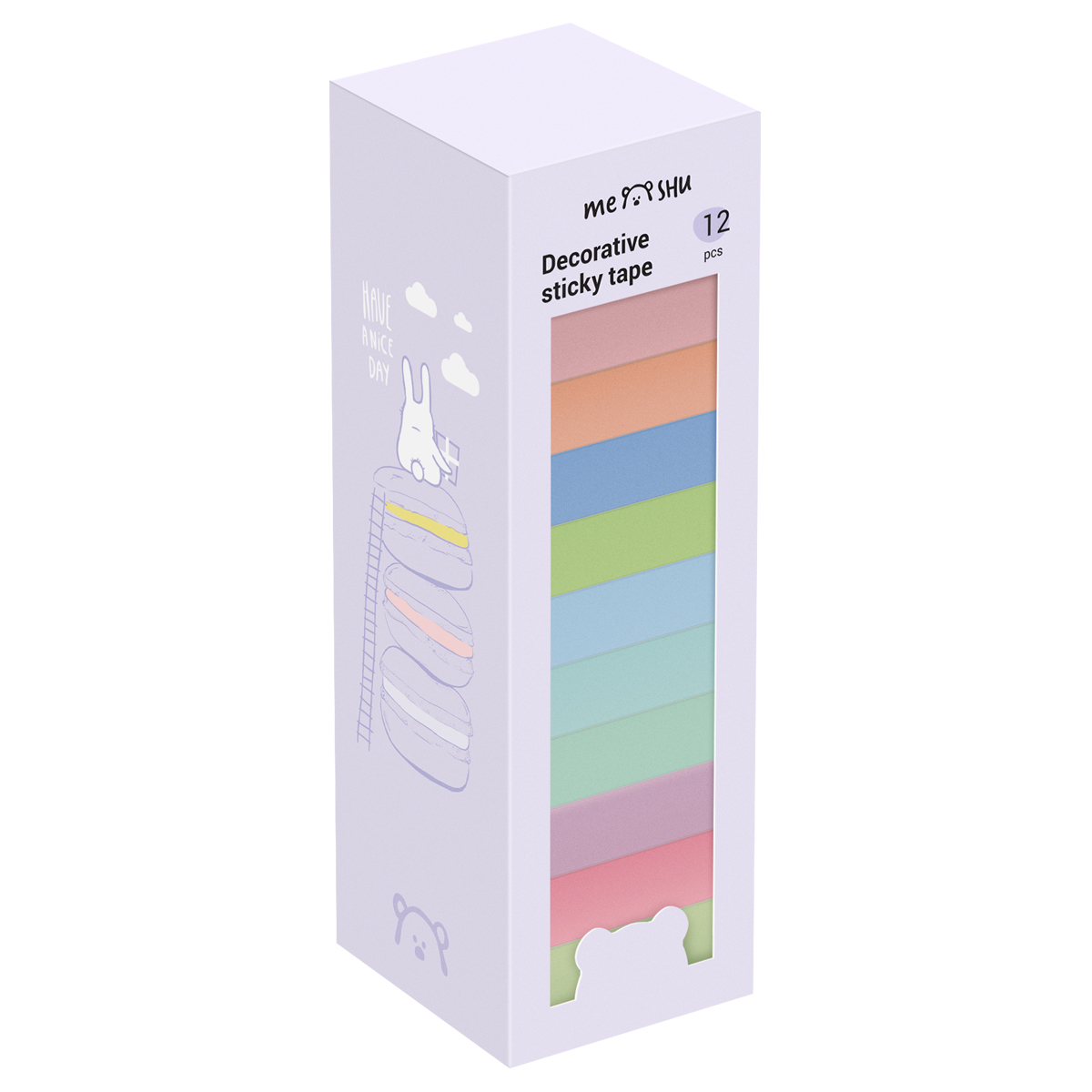 Набор клейких декоративных лент MESHU "Macaron", 12шт