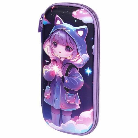 Пенал ЮНЛАНДИЯ, 1 отделение, 1 откидная планка, карман, EVA покрытие soft touch, 22х10х5 см, Sky Girl, 273183