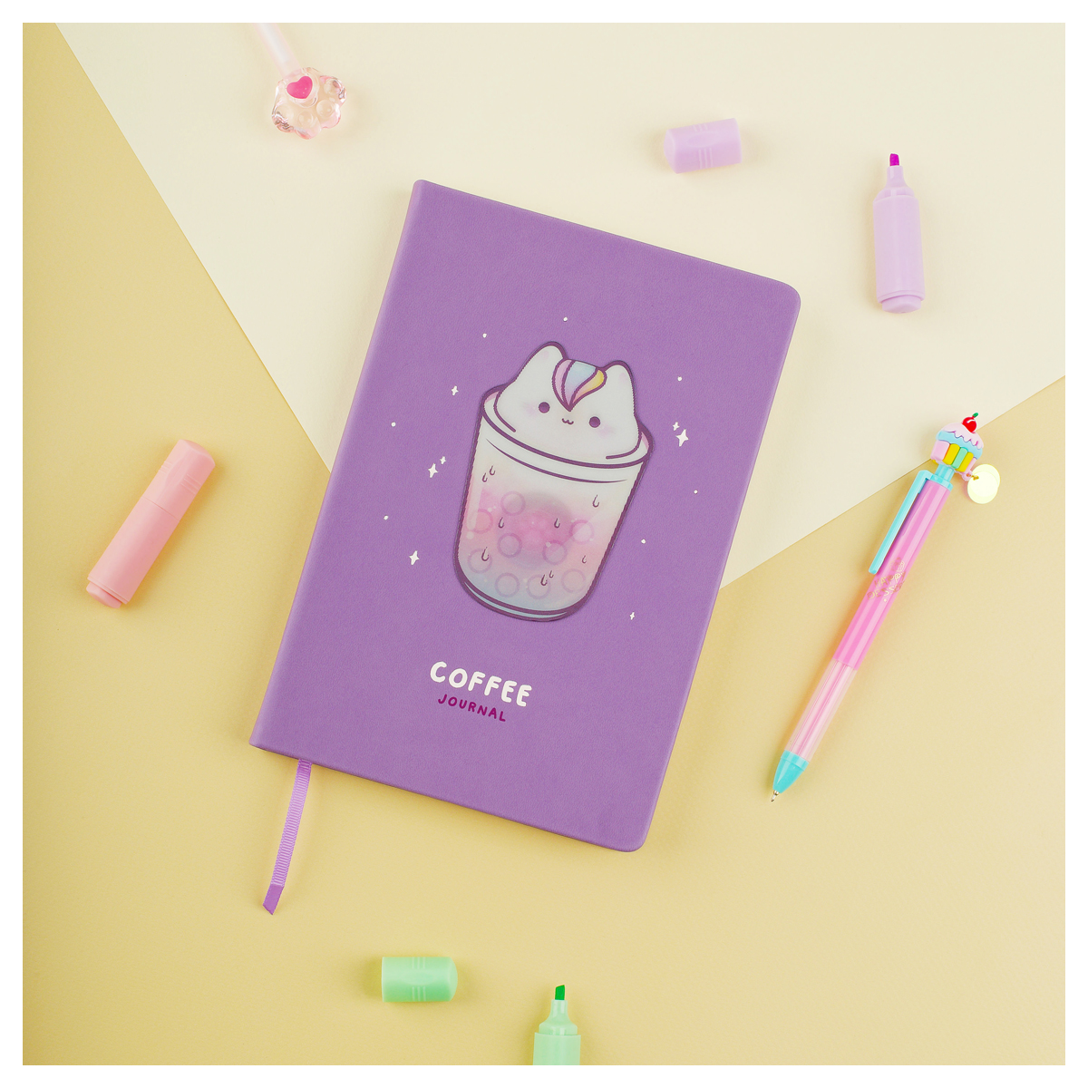 Ежедневник недатированный A5, 136л., кожзам, MESHU "Magic. Catffee house", тон. блок, аппликация с анимированным изображением, закладка-ляссе