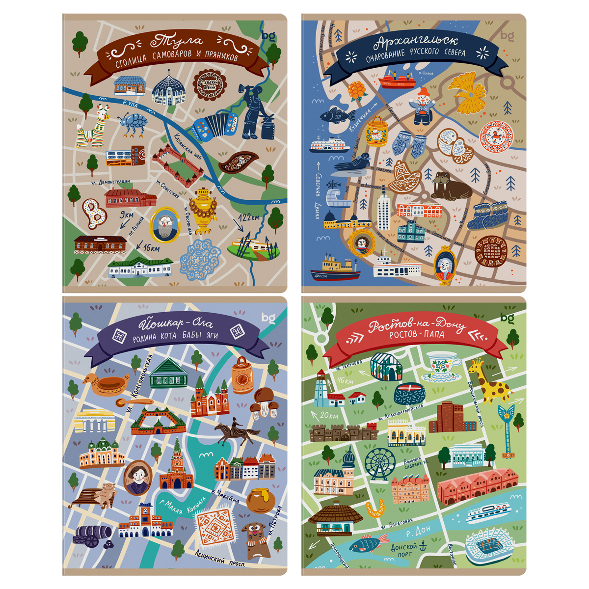 Тетрадь 48л., А5, клетка BG "Эксклюзив. Города России", матовая ламинация, выб.лак, с форзацем, 70г/м2