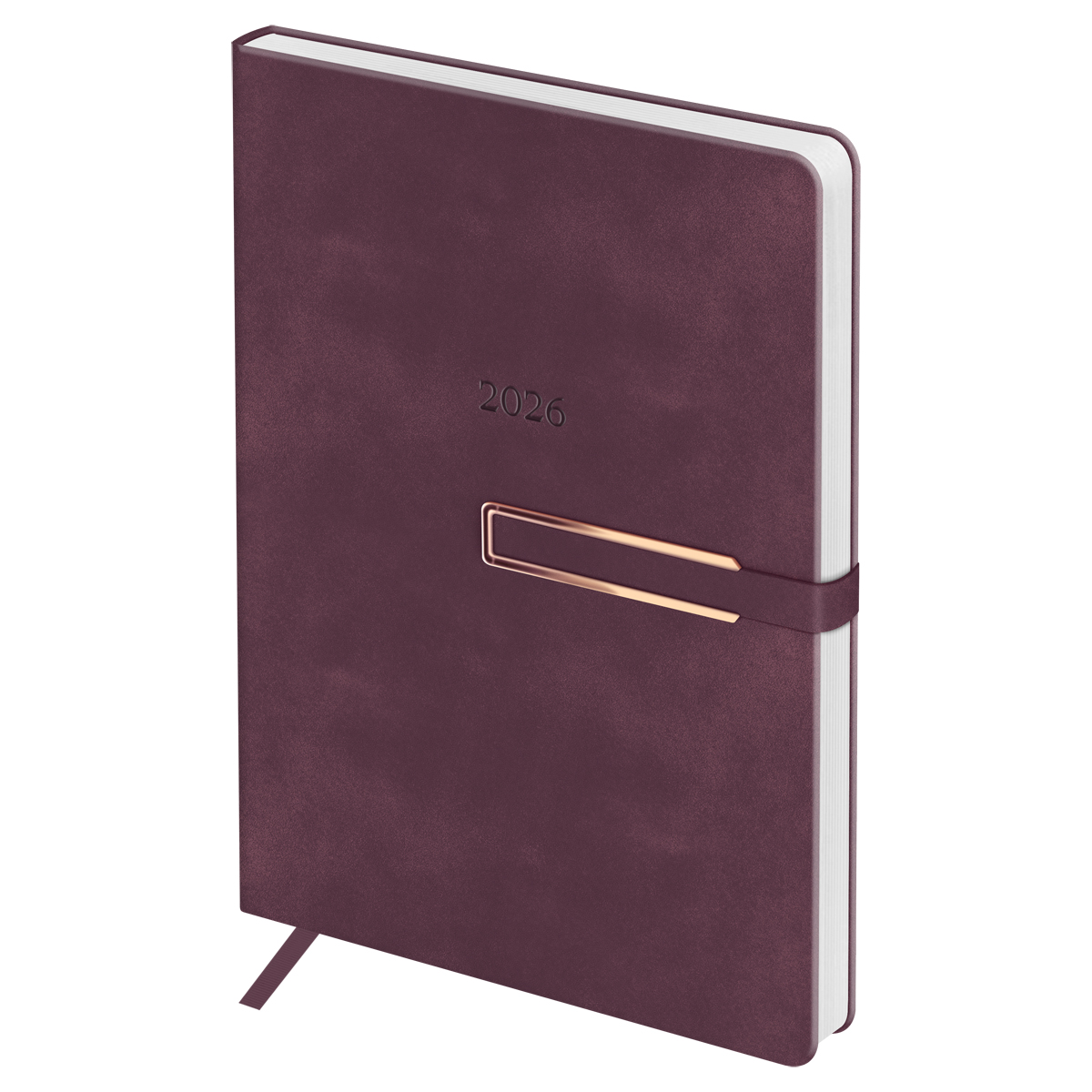 Еженедельник датированный 2026г., А5, 80л., твердый переплет, кожзам, BG "Suede. Plum", сливовый