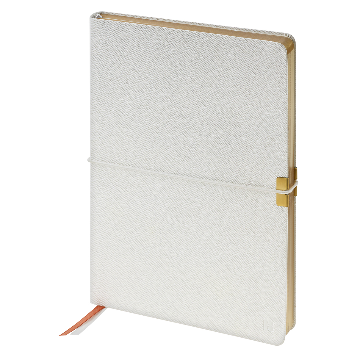Ежедневник недатированный, А5, 136л., кожзам, Berlingo "Casual Gold", с резинкой, белый, золотой срез