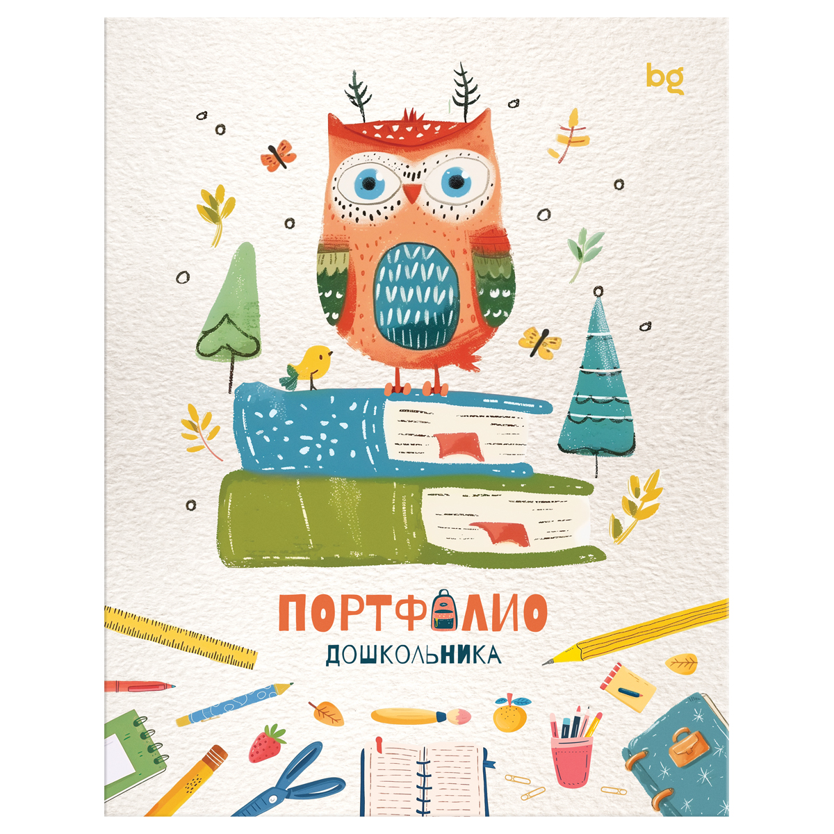 Папка-портфолио 7БЦ А4 BG, на 4 кольцах для дошкольника, 20 файлов, 10 вкладышей