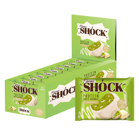 Печенье протеиновое FITNESSHOCK "Брауни. Белый шоколад и фисташки", 50 г, 27668