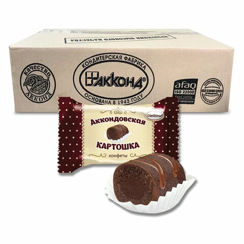Конфеты неглазированные АККОНД "Аккондовская картошка" с кремовой начинкой какао, 2 кг