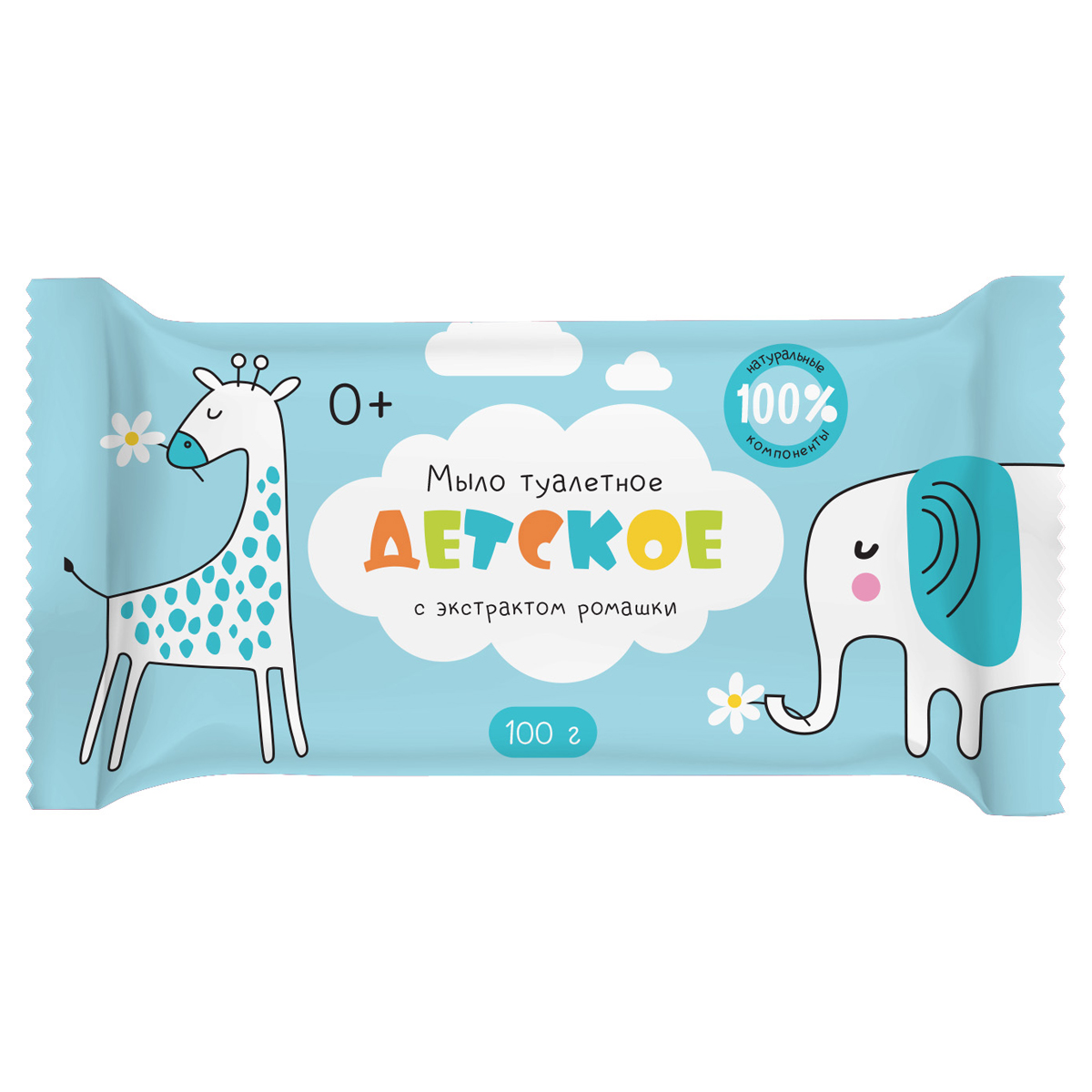 Мыло туалетное OfficeClean  "Детское с ромашкой", флоу-пак, 100г.