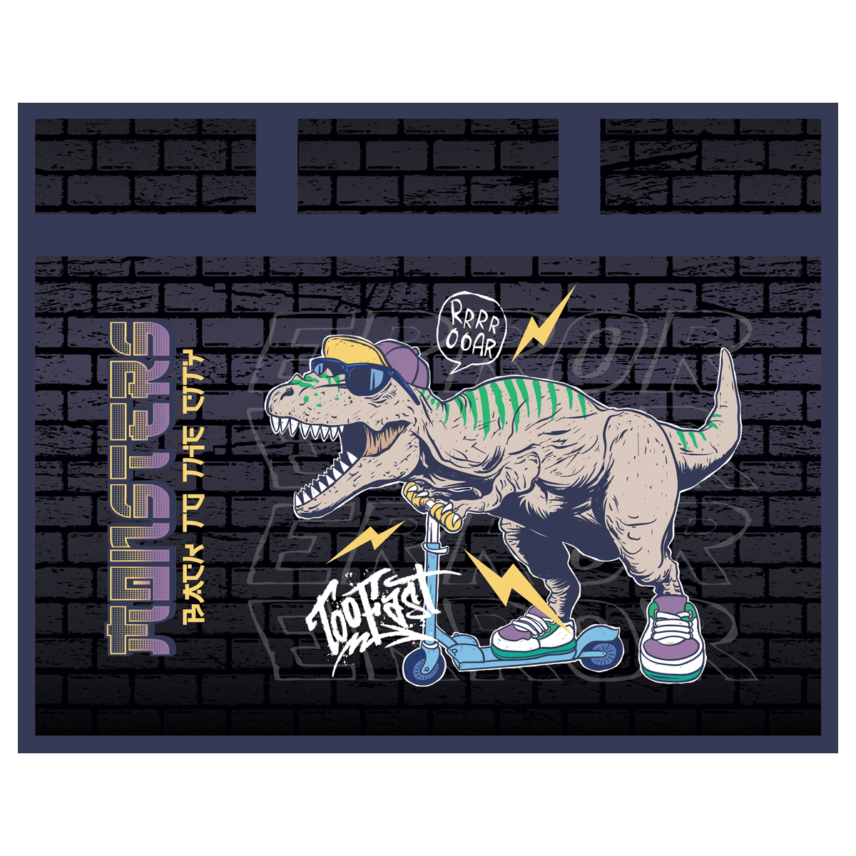 Папка с ручками А4 ArtSpace "Dino", пластик, на молнии, 75мм