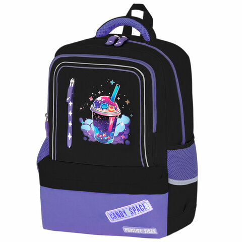 Рюкзак BRAUBERG STAR, 1 отделение, 5 карманов, "Spaceshake", черный, 40x29x13 см, 273131