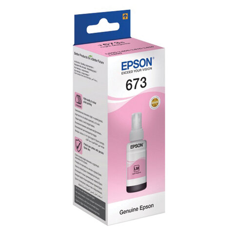 Чернила EPSON (C13T67364A) для СНПЧ Epson L800/L805/L810/L850/L1800, светло-пурпурные, оригинальные, C13T67364A/698