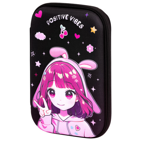 Пенал ЮНЛАНДИЯ большой, 1 отделение, 1 откидная планка, карман, полиэстер/EVA, 22х15х5 см, Anime sign, 273194