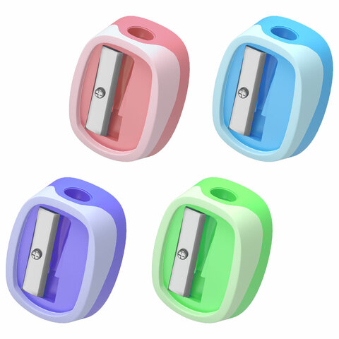 Точилка ЮНЛАНДИЯ "COLOR PASTEL", двуцветная, пастельные цвета ассорти, 272505