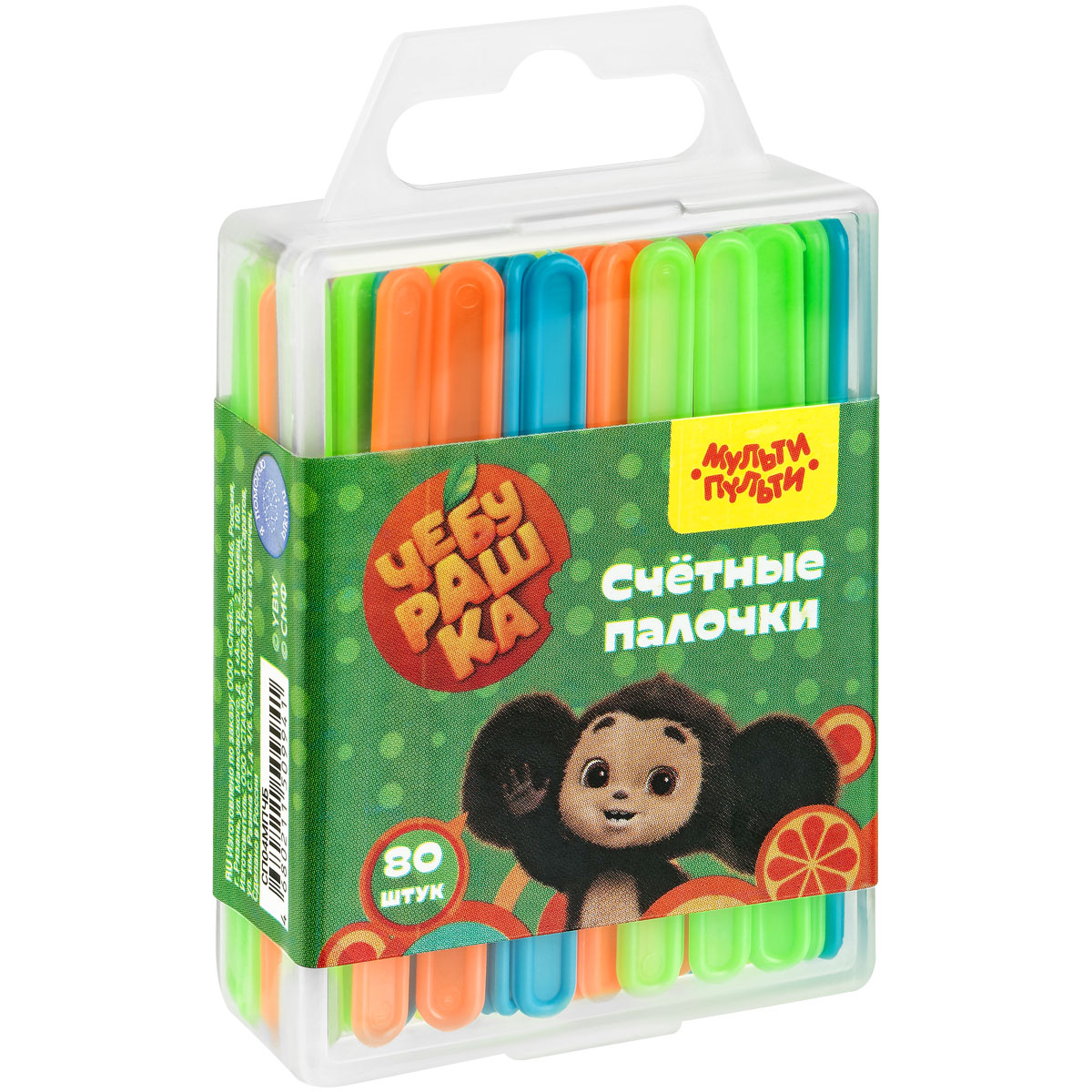 УЦЕНКА - Набор счетных палочек Мульти-Пульти "Чебурашка", 80шт., в евробоксе