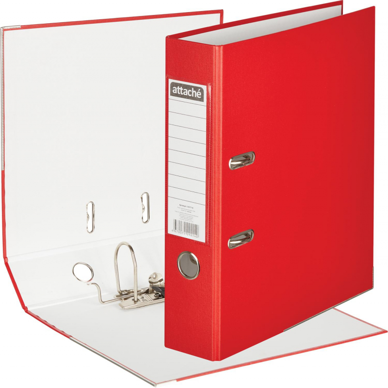 Папка-регистратор ATTACHE(ПВХ+бум)с мет.уголком,75мм,красная,ПБП1,карм.кор