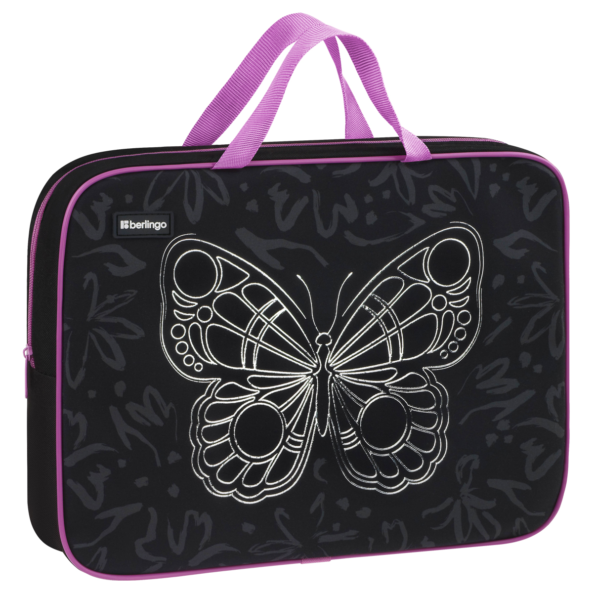 Папка текстильная с ручками 1 отделение, А4 Berlingo "Butterfly Effect", 350*265*80мм, текстиль, на молнии