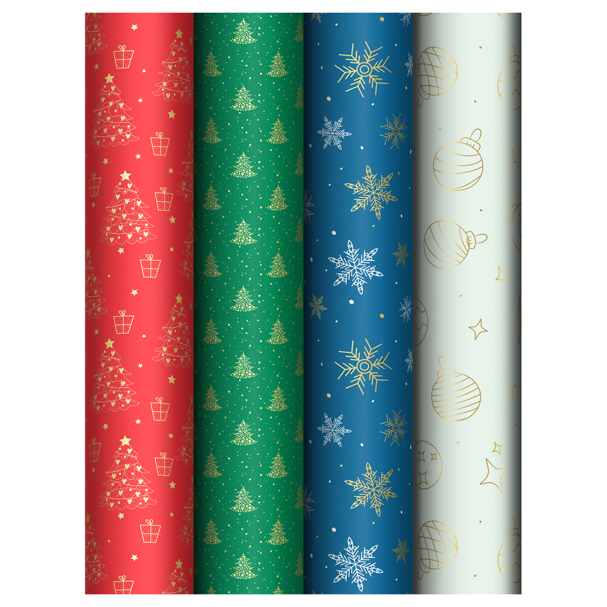 Упаковочная бумага глянц. 70*100см, MESHU "Winter pattern", 80г/м2, ассорти 4 дизайна