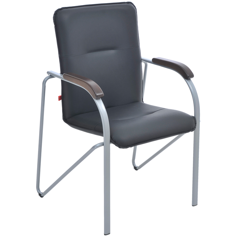 Стул Фабрикант "Самба", каркас алюм., обивка кожзам черный BOX1