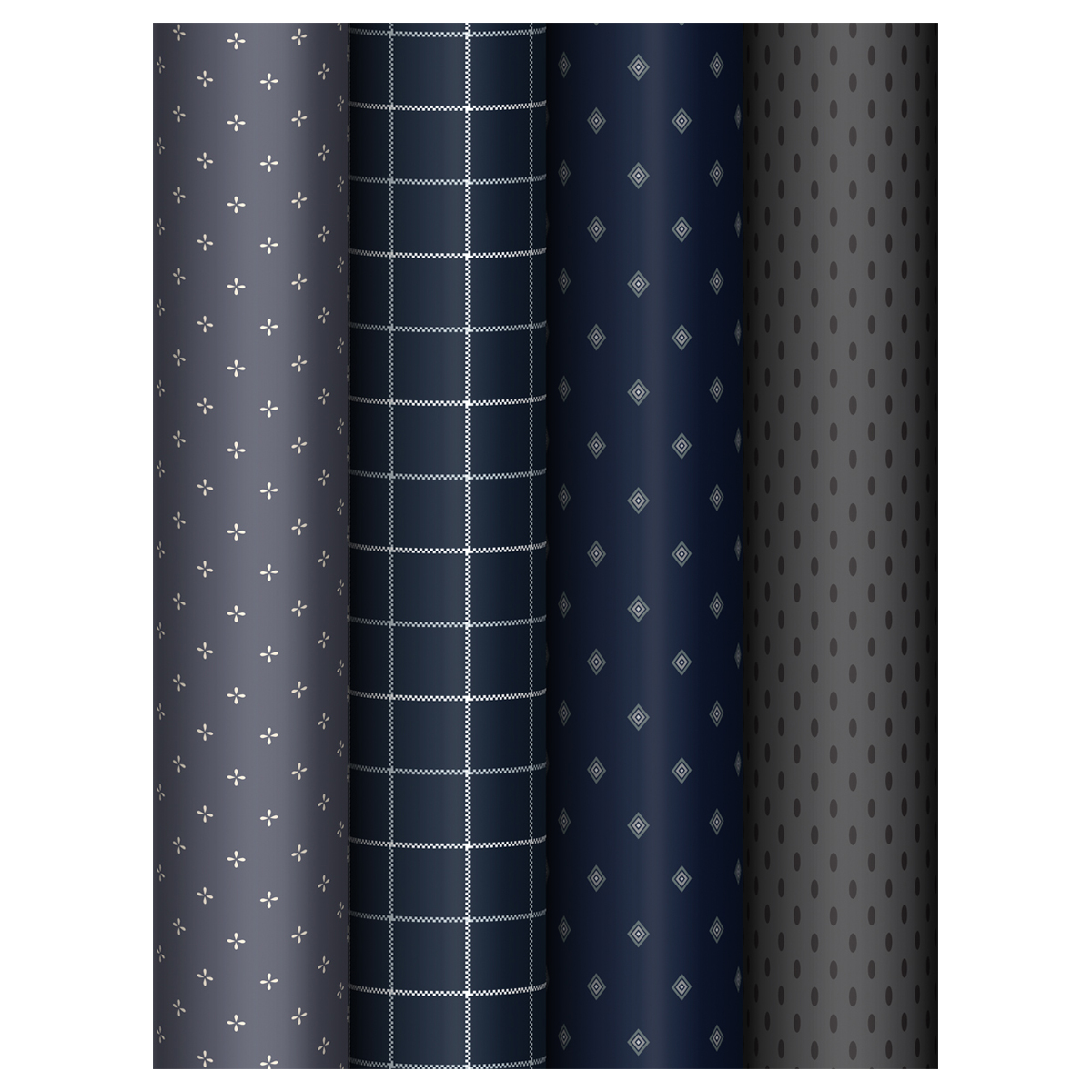 Упаковочная бумага глянц. 70*100см, MESHU "Dark", 80г/м2, ассорти 4 дизайна