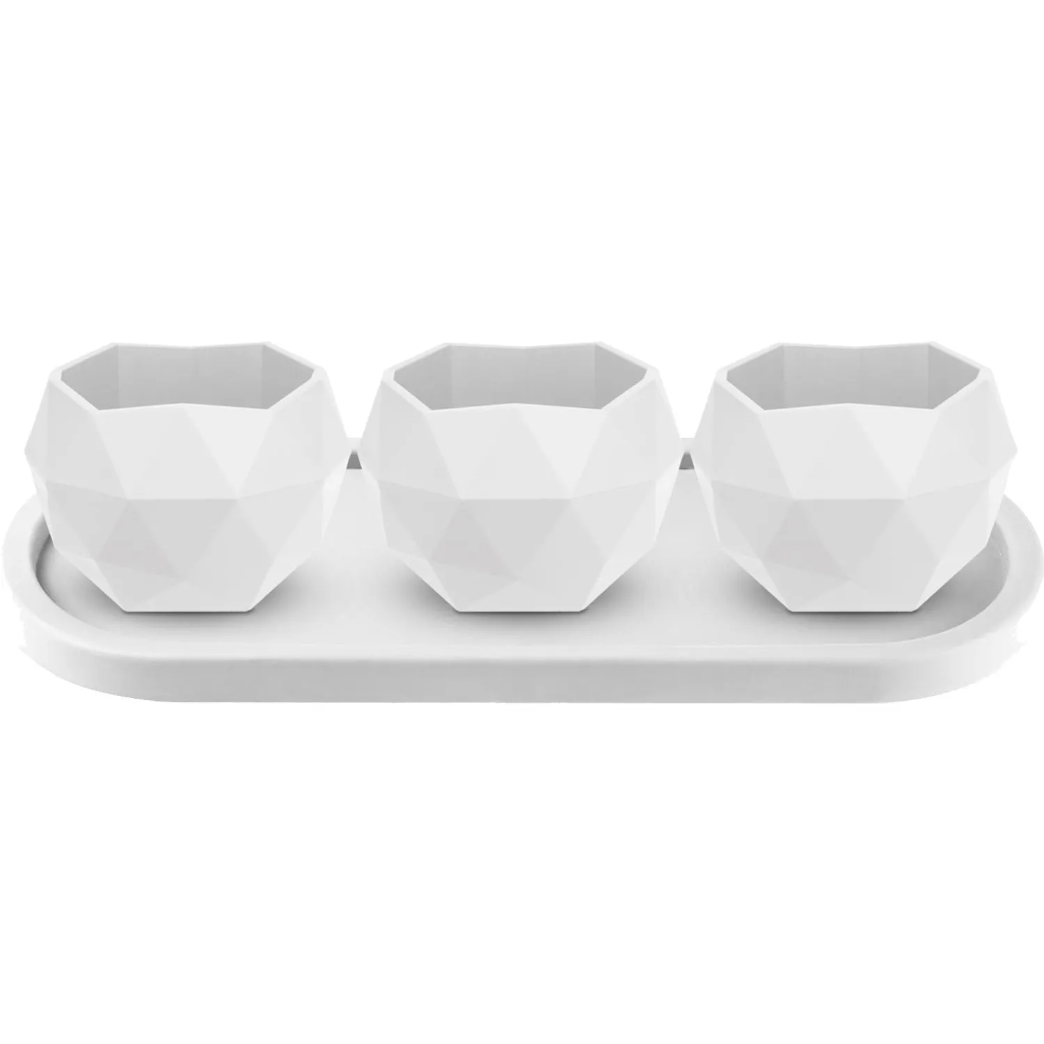 Набор кашпо Топаз (0,45л) на подставке Амалия Цв. Белый  3шт, КШ-0812