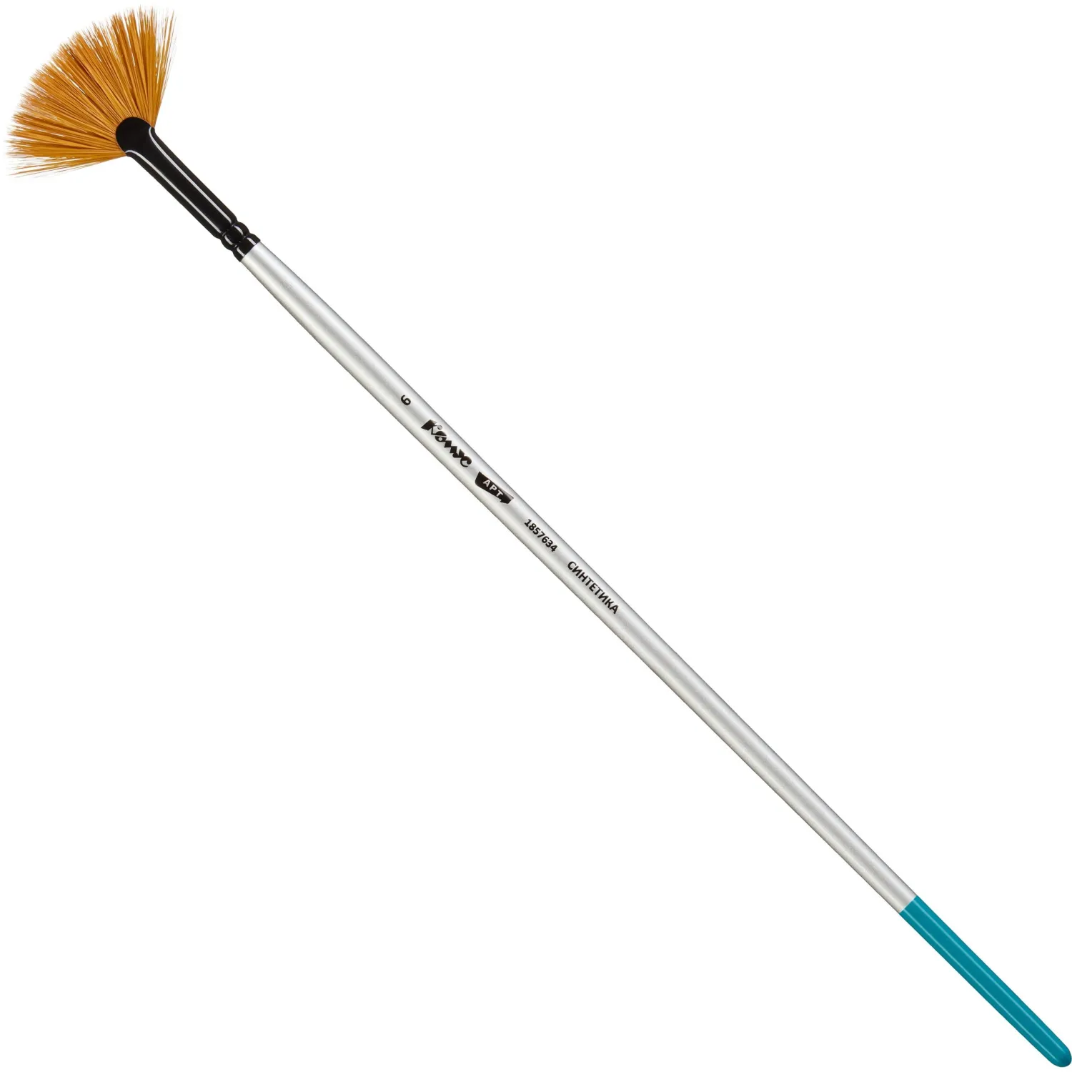 Кисть художественная Комус Арт синтетика мягкая, веерная, №6, длинная ручка