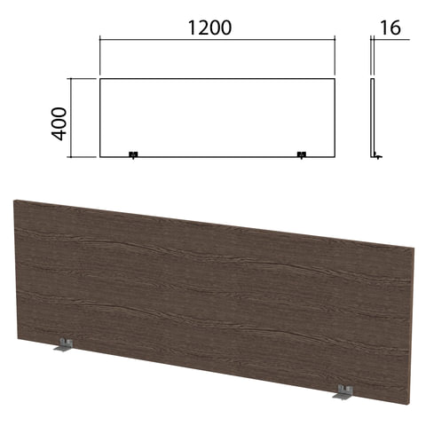 Экран-перегородка "Канц" 1200х16х400 мм, цвет венге (КОМПЛЕКТ С ФУРНИТУРОЙ)