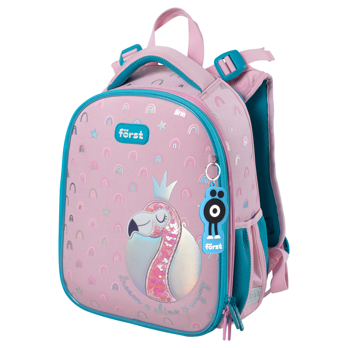 Ранец Först F-Top "Shiny flamingo" 36*28*15 см, 2 отделения, 2 кармана, анатомическая спинка