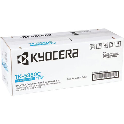Тонер-картридж KYOCERA (TK-5380C) ECOSYS PA4000cx/MA4000cix/MA4000cifx, голубой, ресурс 10000 страниц, оригинальный, 1T02Z0CNL0