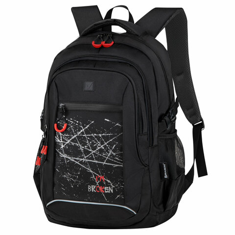 Рюкзак BRAUBERG CONTENT универсальный, 3 отделения, светоотражающий принт, "Br(ok)en", 47х33х18 см, 273845