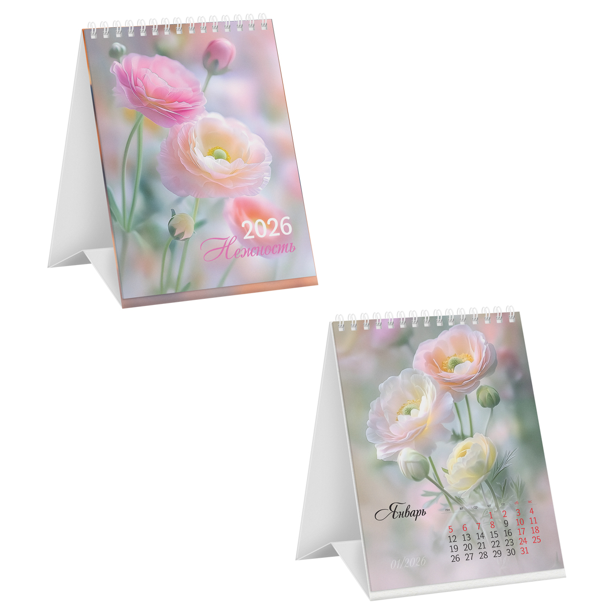 Календарь-домик, 108*140 мм BG "Нежность", на гребне, 2026г.