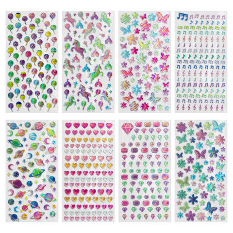 Наклейки гелевые "Яркое ассорти", 17,5х9 см, ассорти 8 видов, FUNSTER (ФАНСТЕР), 666101