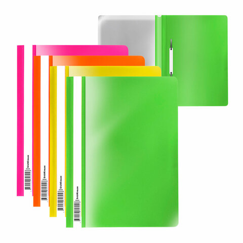 Скоросшиватель пластиковый ERICH KRAUSE "Neon", А4, 120/140 мкм, ассорти, 50030