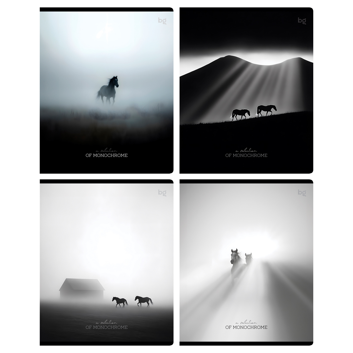 Тетрадь 48л., А5, клетка BG "Monochrome", матовая ламинация