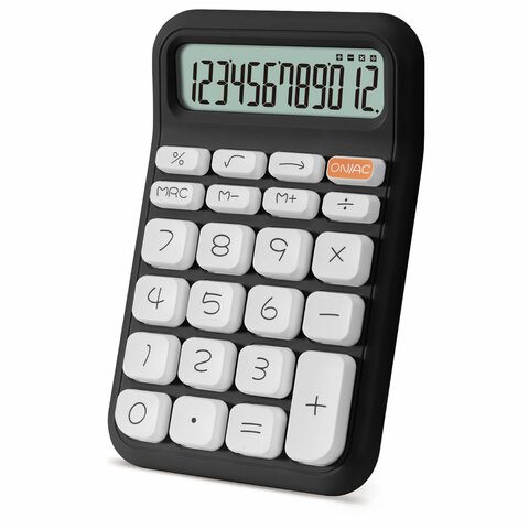 Калькулятор настольный BRAUBERG KW-500-BK (93x148 мм), 3D-кнопки, 12 разрядов, черный, 272954