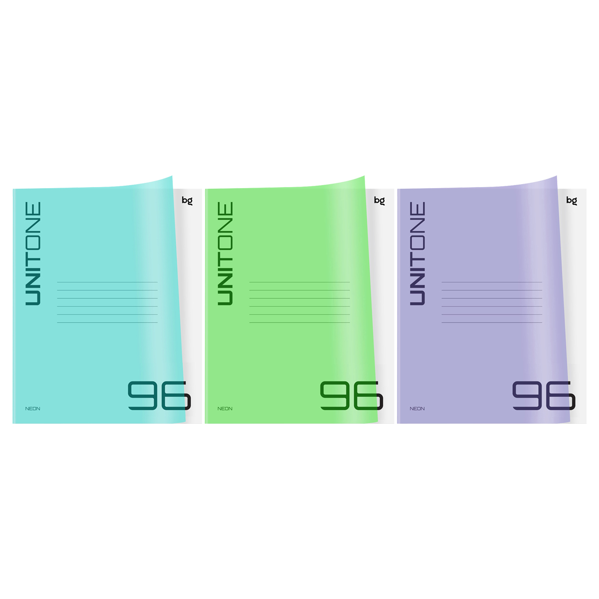 Тетрадь 96л., клетка BG "UniTone. Mix", пластиковая обложка