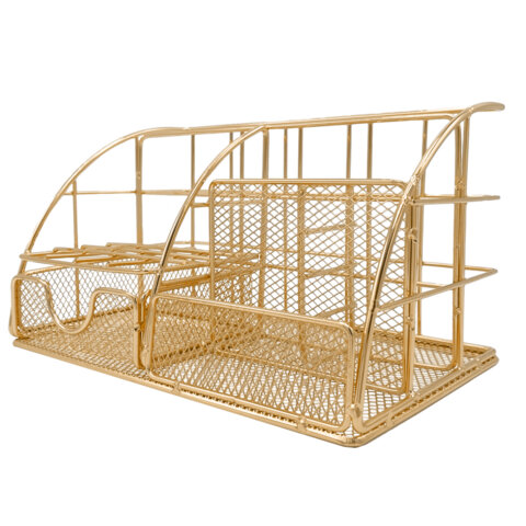 Органайзер для косметики и мелочей металлический 5 секций, MONTE VITA, 140х220х127 мм, золото, 272477