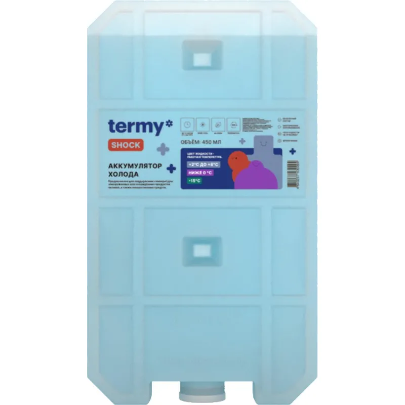 Аккумулятор холода 450мл Водно-Солевой 450мл +2 +8С Голуб ПробкаТермиШок