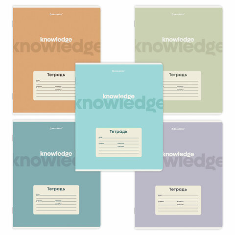 Тетради ДЭК 24 л. КОМПЛЕКТ 10 шт. BRAUBERG, клетка, обложка картон, "KNOWLEDGE", 107341