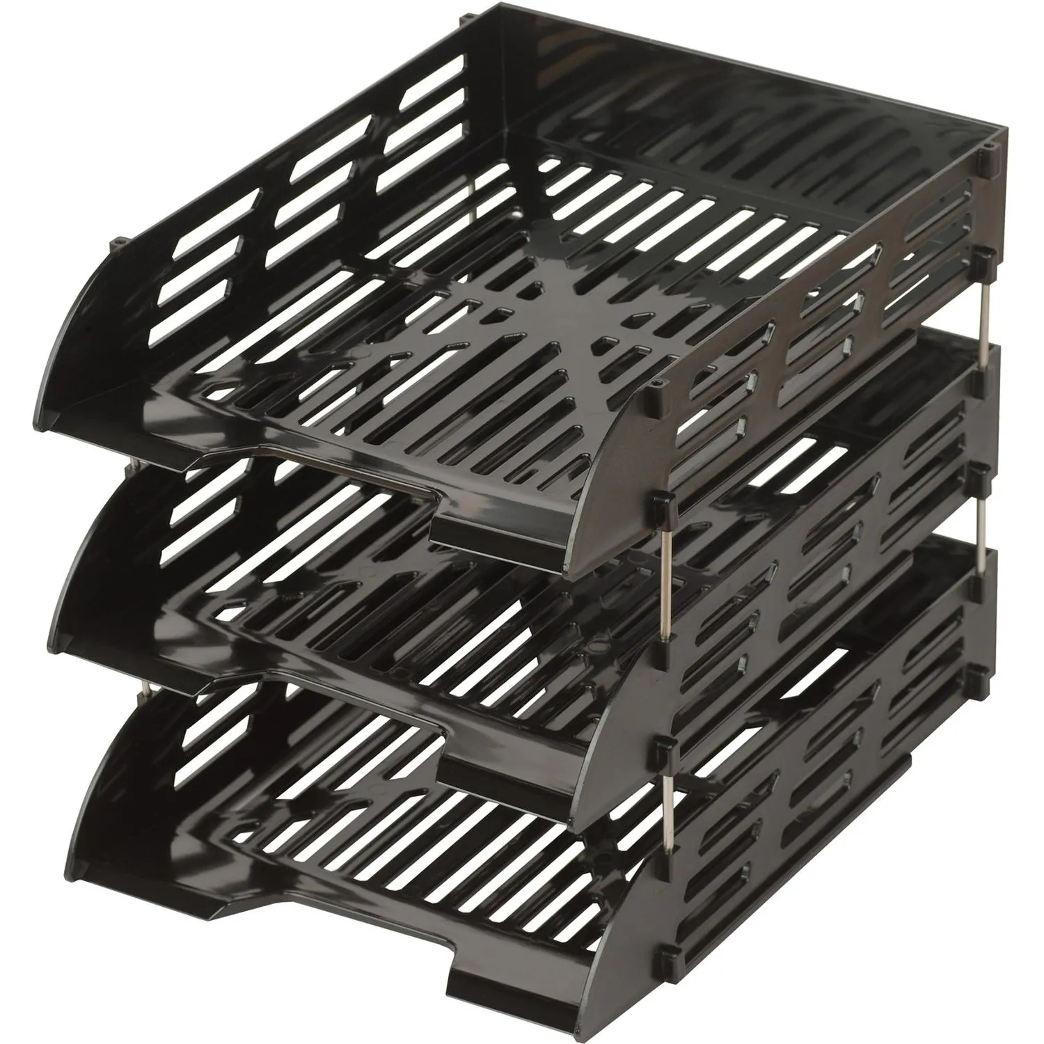 Лоток горизонтальный для бумаг Attache 3шт/наб на металл стерж черный