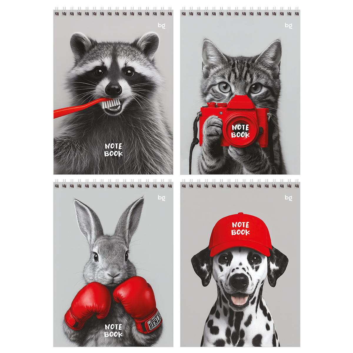 Блокнот А5 80л. на гребне BG "Pet and red", твердая подложка