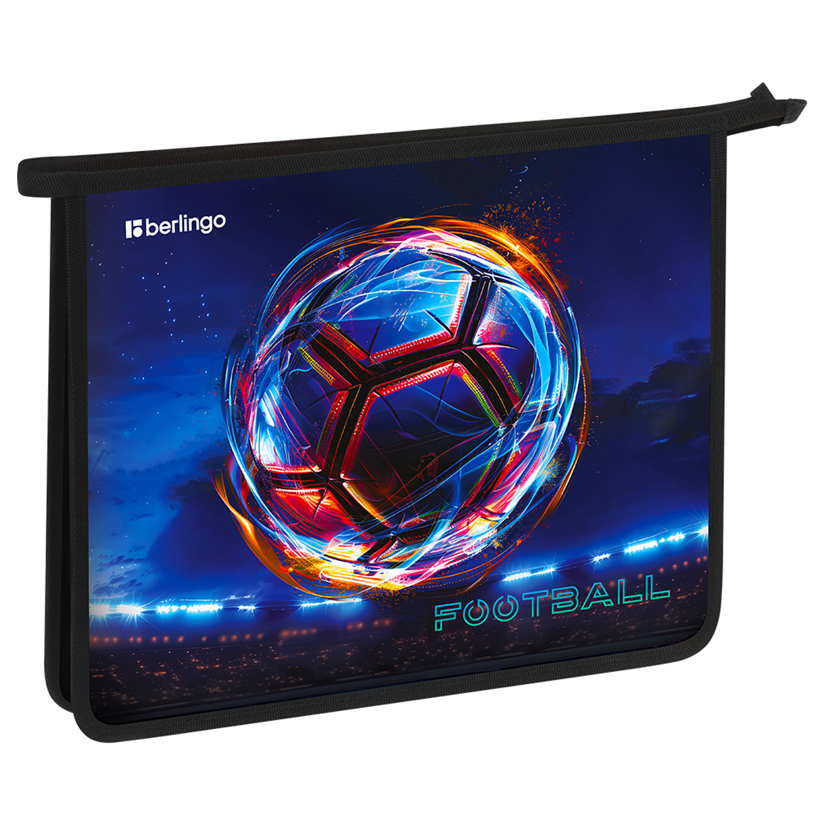 Папка для тетрадей 1 отделение, А5 Berlingo "Cyber Football", 240*205*40 мм, пластик, на молнии
