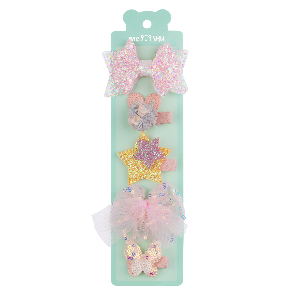 Заколки для волос MESHU, с топпером, перламутровый цвет, 5шт., европодвес