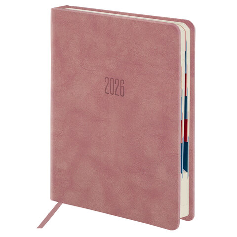 Ежедневник датированный 2026 B6 125х173 мм, GALANT "Vivid", под кожу, розовый, 117411