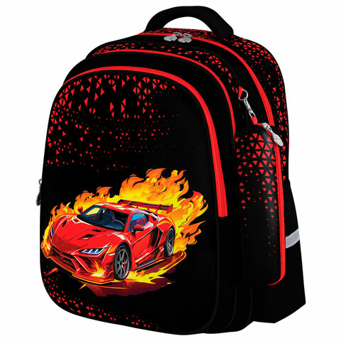 Рюкзак BRAUBERG KIDS MIND с пеналом в комплекте, 2 отделения, "Fiery Road", 40х28х18 см, 273177